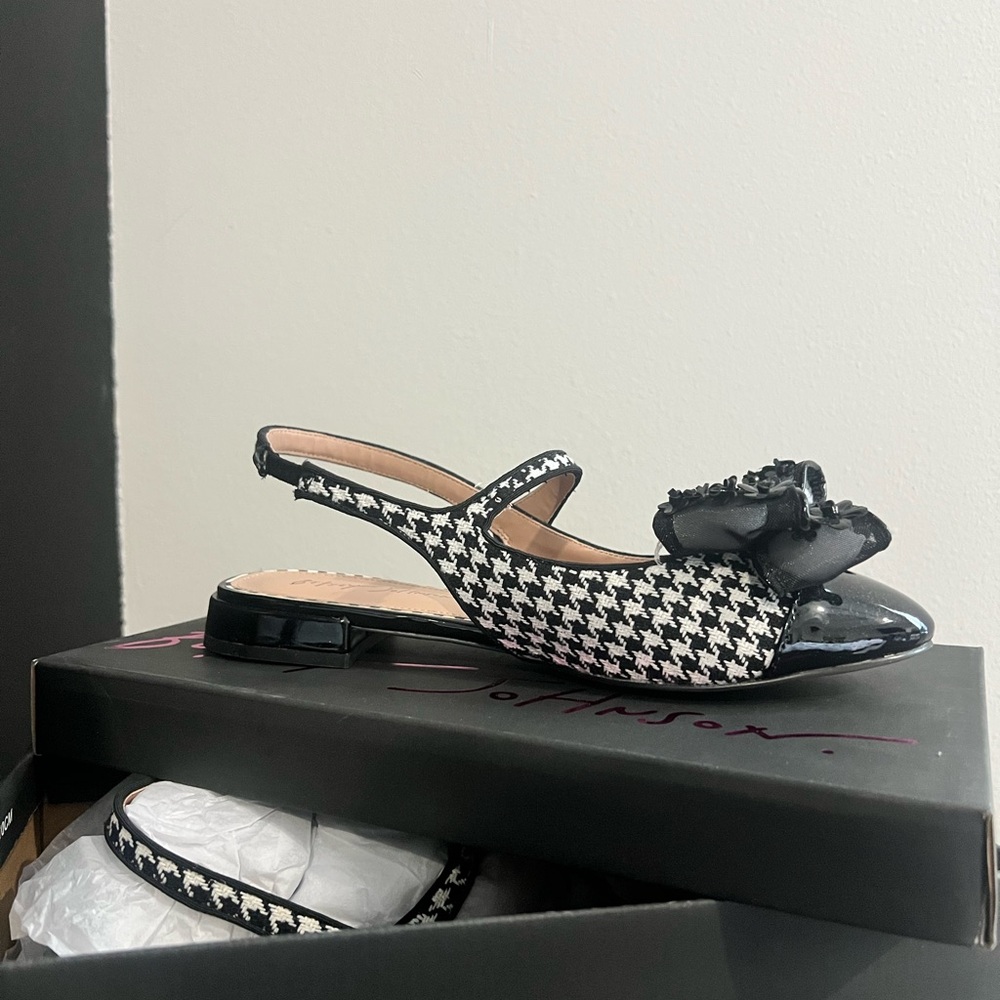 Betsey Johnson Houndstooth Slingback Flats